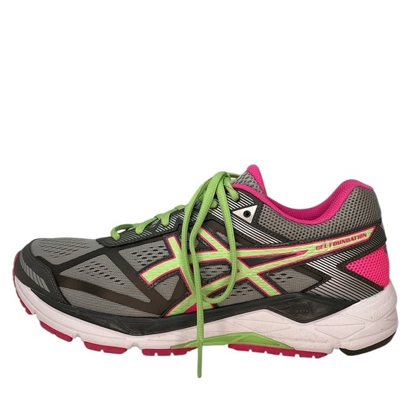 ASICS SHOES Running Athletic Sneakers Dynamic Duomax Grey Pink Size 10 - Picture 11 of 13